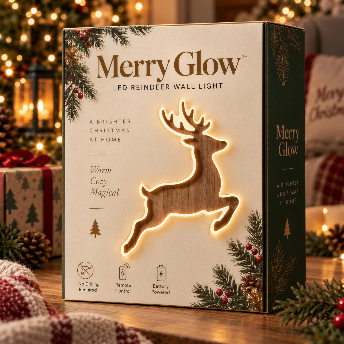 MerryGlow™ Press on Reindeer Light
