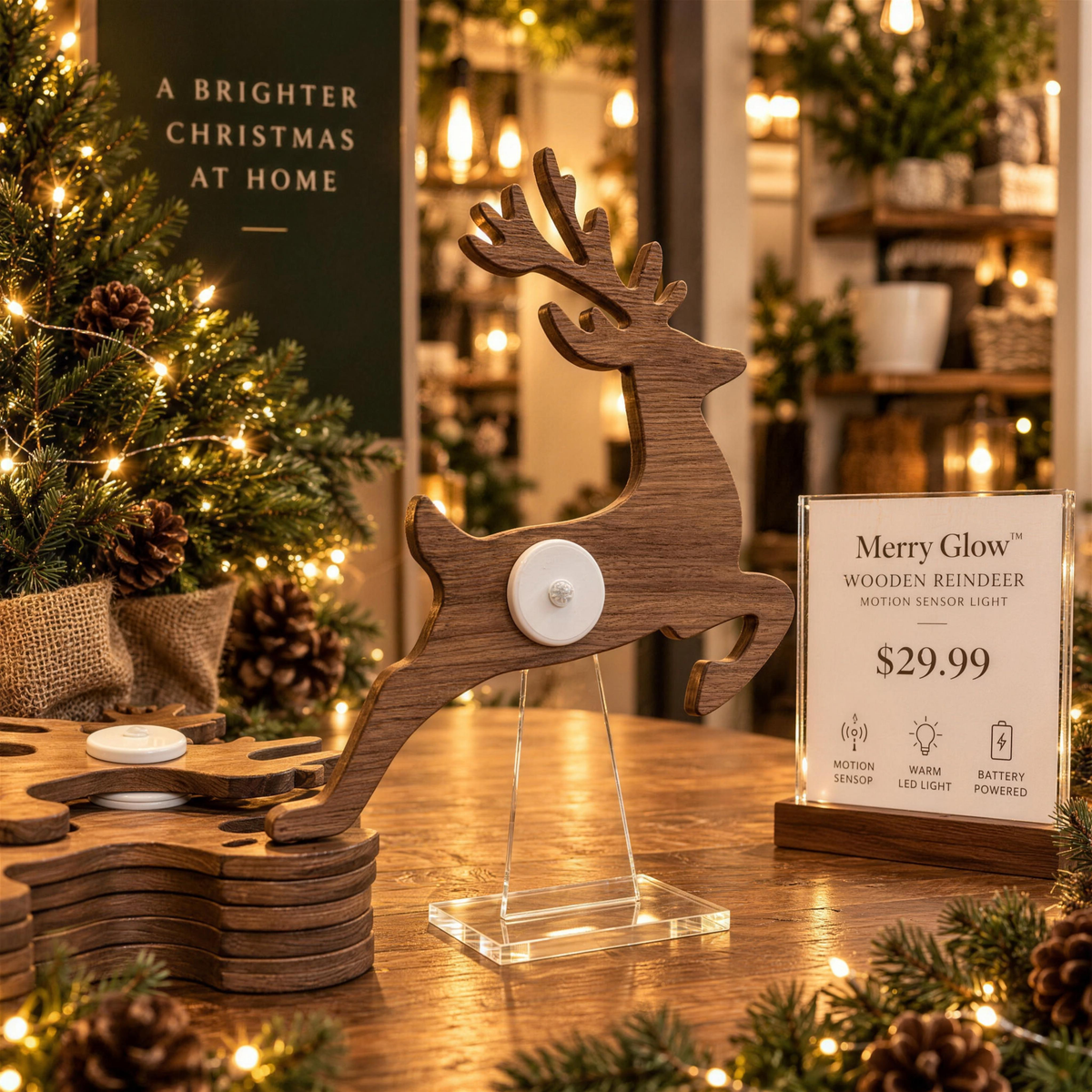MerryGlow™ Press on Reindeer Light